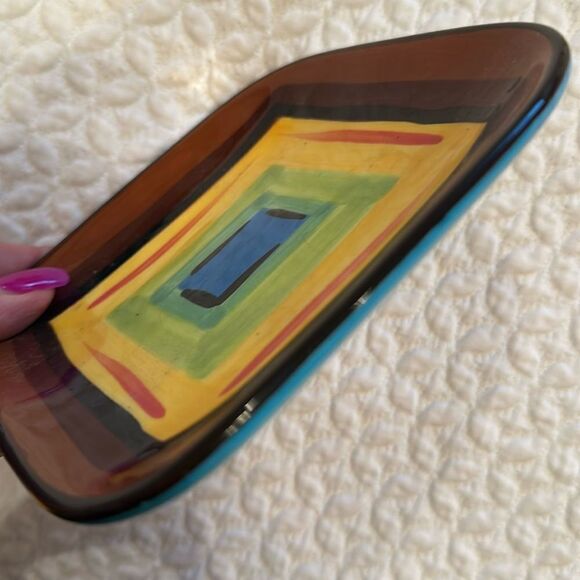 GAIL Pittman Brio Pattern Southern Living At Home 5 5/8” Square Appetizer Plate - Picture 4 of 4